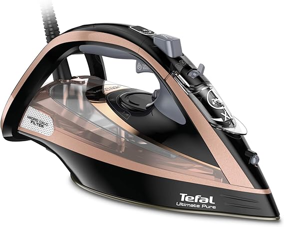 Tefal Ultimate Pure Steam Iron 350 ml, 3100W Power, Enhanced Steam Output, Anti-Calc and Anti-Drip Technology, Precision Tip, Auto-Off Feature, Optimal Gliding for Smooth and Effortless Ironing Tefal Ultimate Pure Steam Iron 350 ml, 3100W Power, Enhanced Steam Output, Anti-Calc and Anti-Drip Technology, Precision Tip, Auto-Off Feature, Optimal Gliding for Smooth and Effortless Ironing