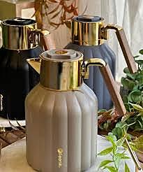 FEENIK- Vacuum Jug Thermos For Hot & Cold -PP Body & Pink Glass Liner , PP BODY+PINK  1.0 L , Grey