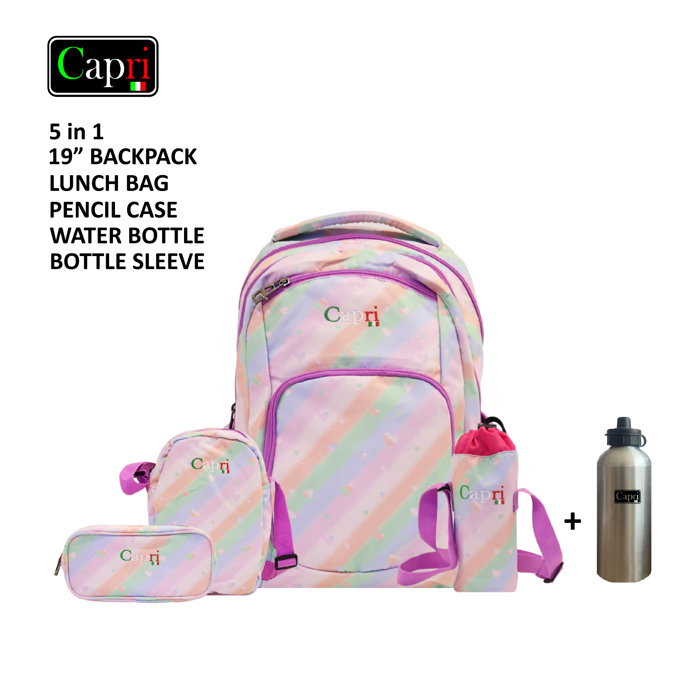 Capri Sweet Heart Collection - Combo Set 4-In-1 + Free Aluminum Bottle