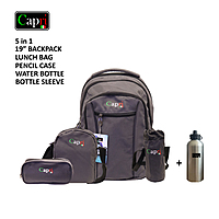 Capri 4-in-1 Grey Backpack Set – 19-Inch Large School Backpack