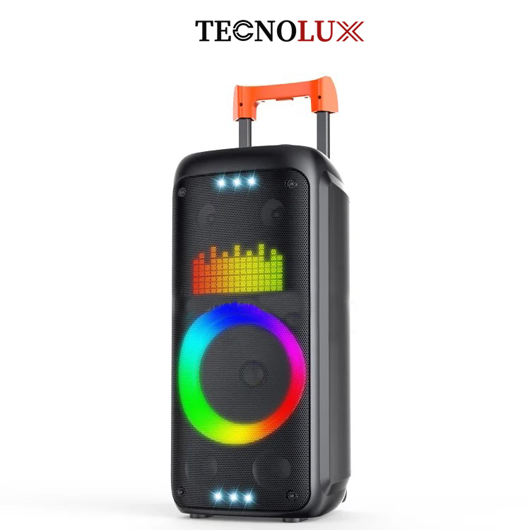 TECNOLUX HS-TS08G8 8-Inch Single Media Party Speaker – 80W High-Power Bluetooth Speaker with 11.1V 5400mAh Battery, Wireless Microphone, Remote, Charger, and Multi-Input