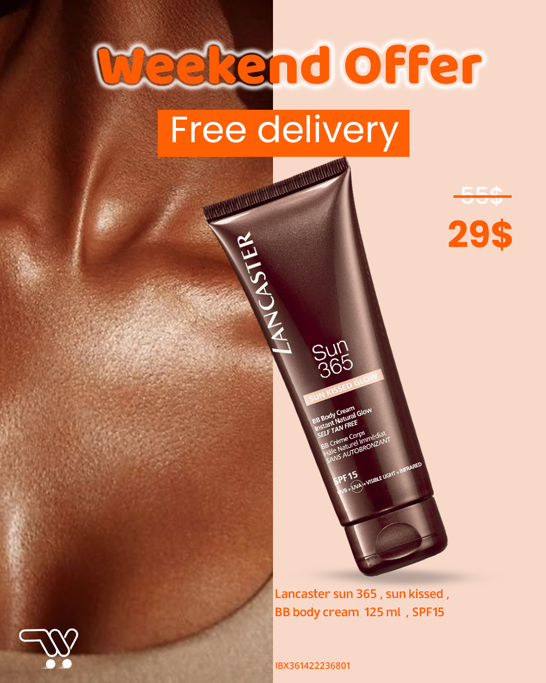 Lancaster sun 365 , sun kissed , BB body cream  125 ml  , SPF15 Universal Shade