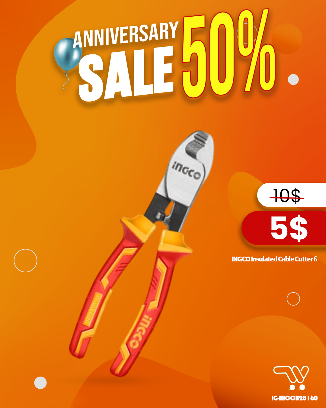INGCO Insulated Cable Cutter 6