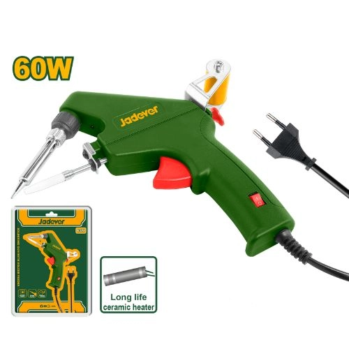 JADEVER JDEL5606-8 Professional 60W Soldering Gun with Solder Wire Feeder โ Fast 1โ2 Min Preheat, Ceramic Heating Element, Replaceable Long-Life Tip JADEVER JDEL5606-8 Professional 60W Soldering Gun with Solder Wire Feeder โ Fast 1โ2 Min Preheat, Ceramic Heating Element, Replaceable Long-Life Tip