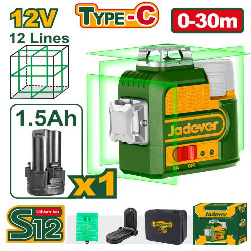 Jadever JDLE8M12 12V Green Laser Level โ Self-Leveling Laser Level with 0โ30m Working Range, High Precision, Portable Design, and Easy Setup for Construction, Interior, and DIY Projects Jadever JDLE8M12 12V Green Laser Level โ Self-Leveling Laser Level with 0โ30m Working Range, High Precision, Portable Design, and Easy Setup for Construction, Interior, and DIY Projects