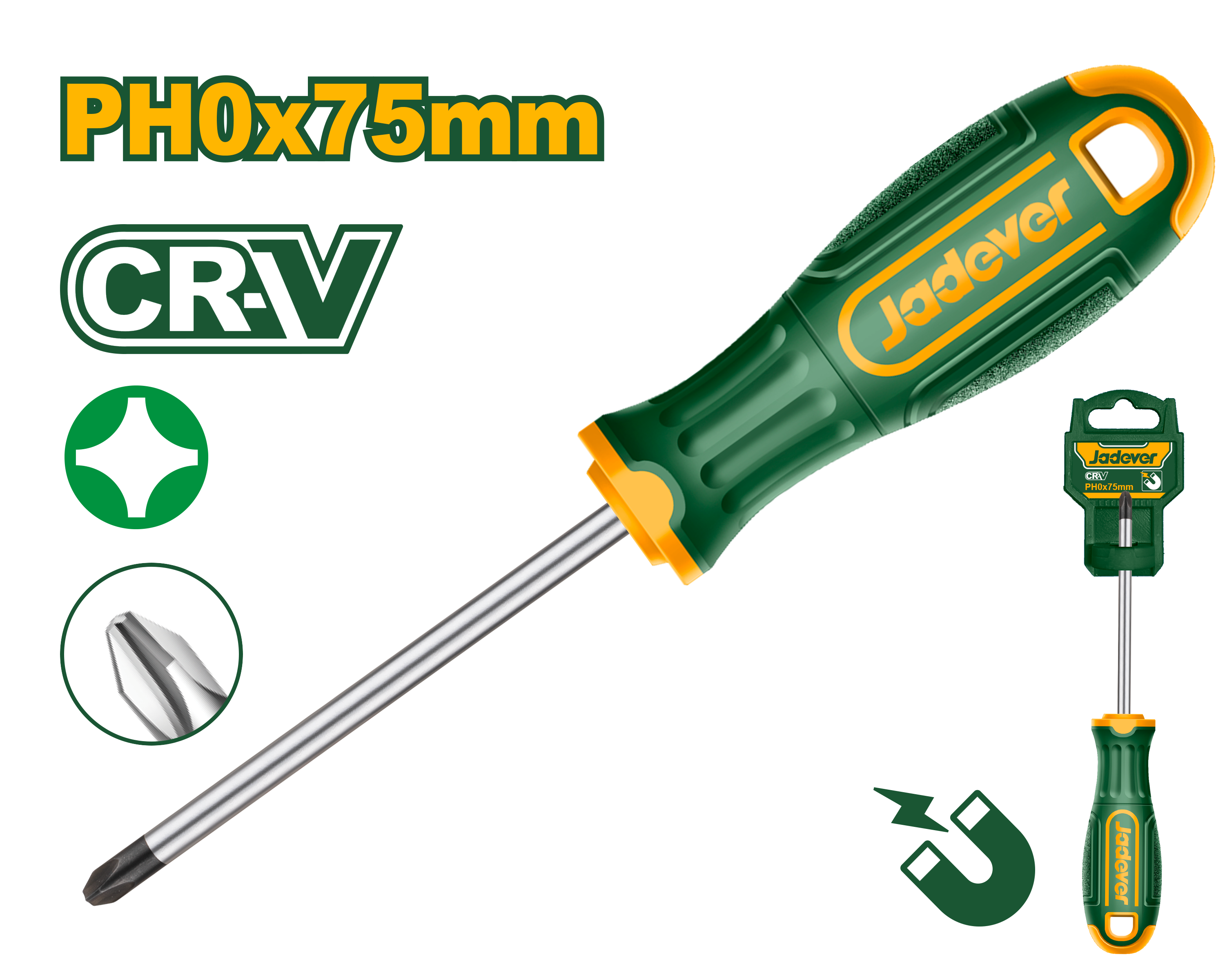 Jadever JDSD2203 Precision Phillips Screwdriver – High-Accuracy PH0 Tip with 3.0mm Round Shank, Professional-Grade Steel Construction for Electronics Repair