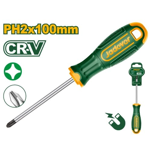 Jadever JDSD2224 Heavy-Duty Phillips Screwdriver – Precision PH2 Tip with 6.0mm Round Shank