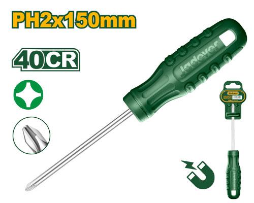 JADEVER JDSD4926 Professional Screwdriver – Heavy-Duty 40CR Steel PH2 Phillips Tip with 6.0 mm Round Shank and 150 mm Length for Superior Torque