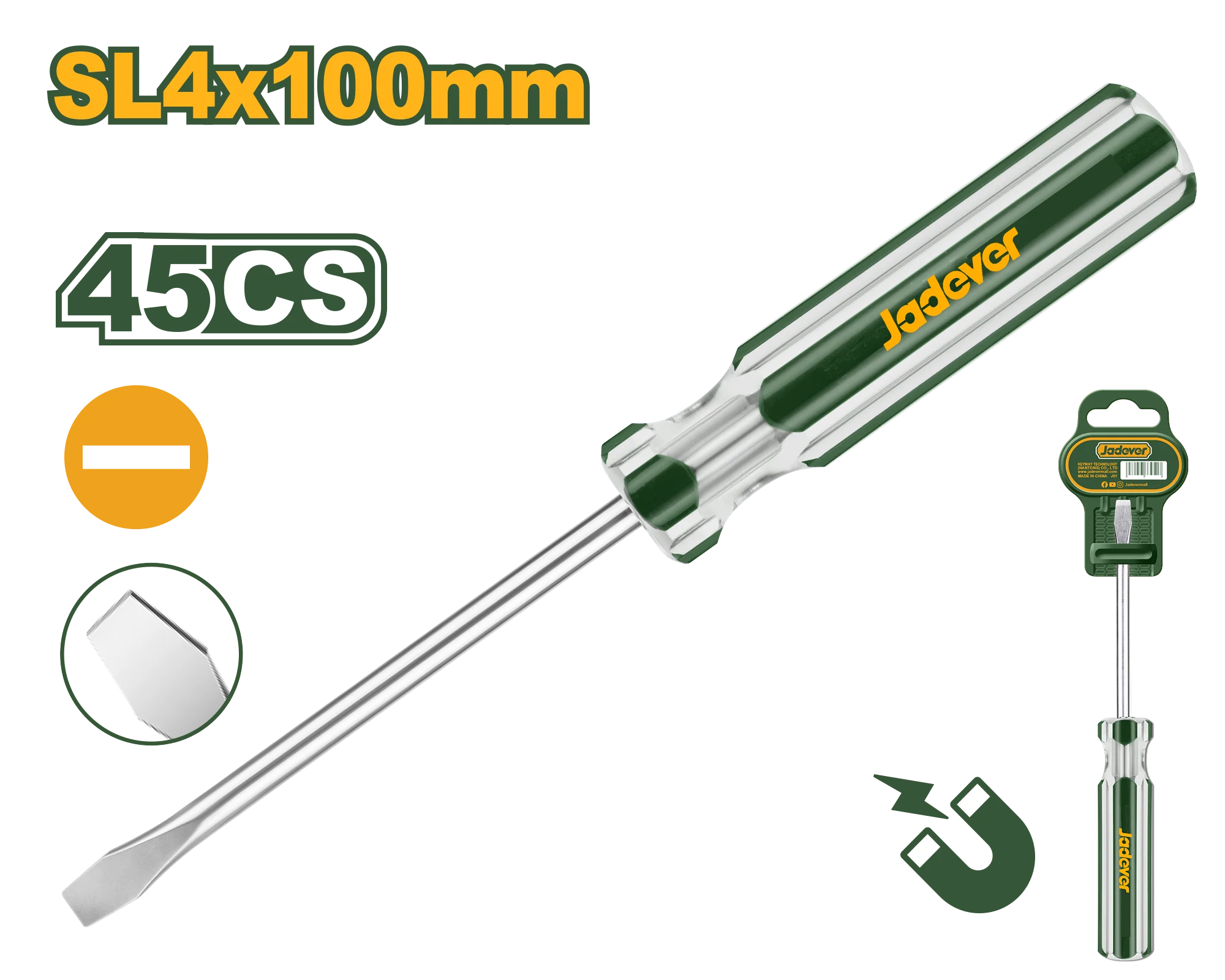 JADEVER JDSD5944 High-Strength Carbon Steel Slotted Screwdriver Bit – Round Shank, 4.0mm Slotted Tip, 4.0mm Diameter, 100mm Length JADEVER JDSD5944 High-Strength Carbon Steel Slotted Screwdriver Bit – Round Shank, 4.0mm Slotted Tip, 4.0mm Diameter, 100mm Length