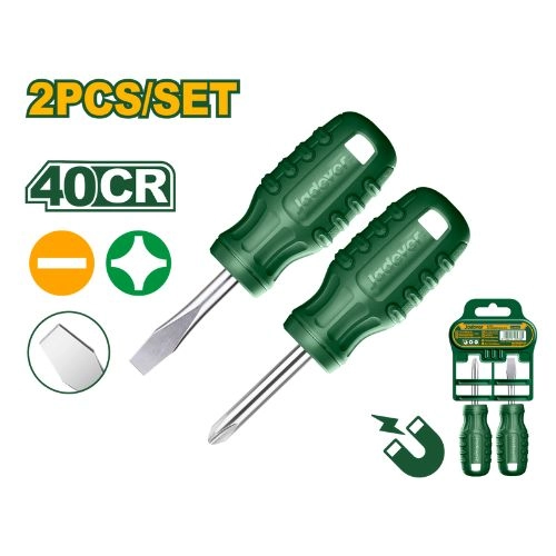 Jadever JDSS2202 Professional 2-Piece Screwdriver Set – High-Strength 40Cr Steel, Round Shank Design, SL6.5×38mm & PH2×38mm Precision Heads