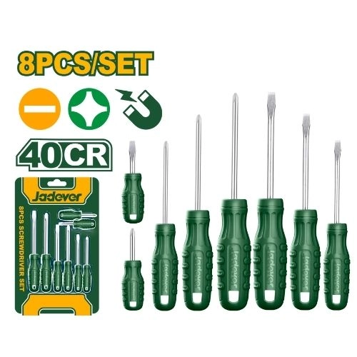 Jadever JDSS2408 Premium 8-Piece Screwdriver Set – High-Strength 40Cr Alloy Steel, Round Shank Construction