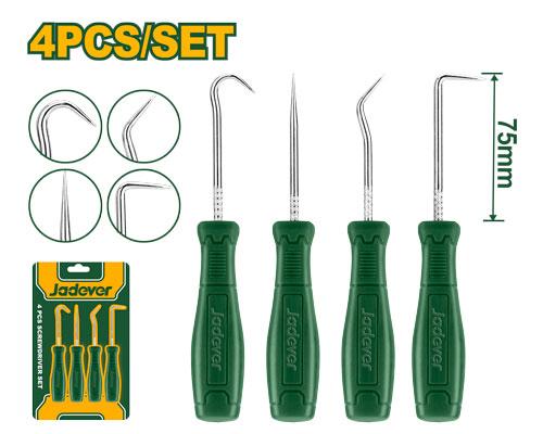 Jadever JDSS2604 4-Pcs Pick and Hook Set – Heavy-Duty 45# Steel Precision Tools