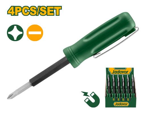 Jadever JDSS2J04 — Premium 4-in-1 Pocket Pen-Shape Screwdriver, Heavy-Duty Cr-V Steel, Dual Slotted (SL3.0 + SL4.0)