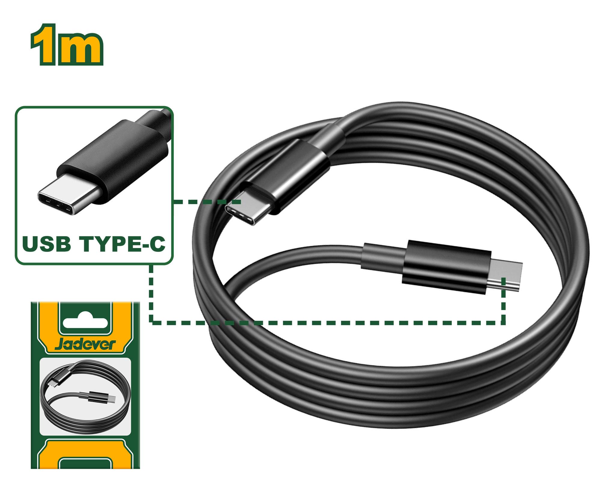 JADEVER JDUB1502 USB-Type-C to USB-Type-C Cable โ 1 Meter, 3 A Fast Charge & Sync JADEVER JDUB1502 USB-Type-C to USB-Type-C Cable โ 1 Meter, 3 A Fast Charge & Sync