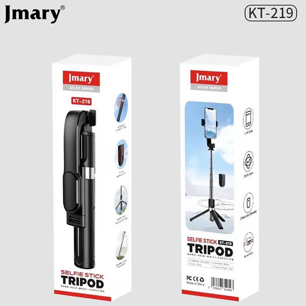 Jmary KT-219 Mini Tripod & Mobile Selfie Stick with Wireless Remote Shutter – Portable Aluminium Alloy + ABS 2-in-1 Tripod Stand for Smartphones, Extendable up to 90cm Jmary KT-219 Mini Tripod & Mobile Selfie Stick with Wireless Remote Shutter – Portable Aluminium Alloy + ABS 2-in-1 Tripod Stand for Smartphones, Extendable up to 90cm