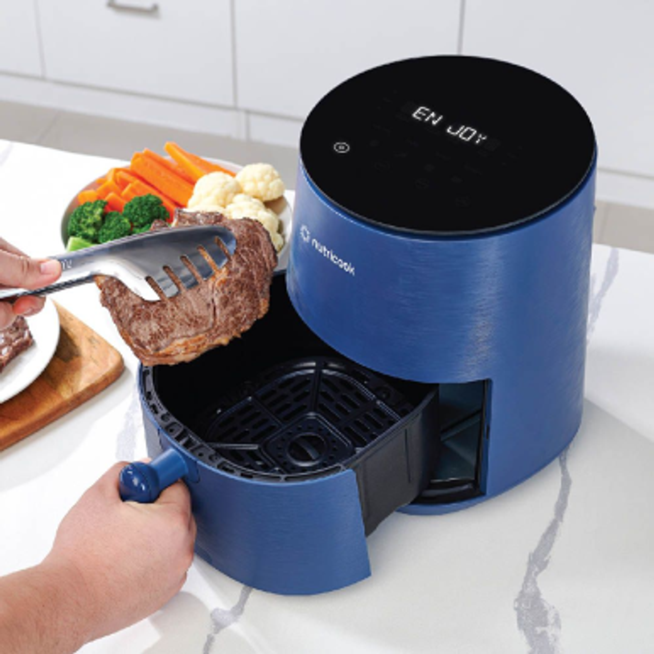 Nutricook Air Fryer Mini 2, 3.3L - Blue, NC-AFM033K โ Compact Digital Air Fryer with Rapid Air Circulation, 1300W Power, Oil-Free Healthy Cooking, Touchscreen Controls Nutricook Air Fryer Mini 2, 3.3L - Blue, NC-AFM033K โ Compact Digital Air Fryer with Rapid Air Circulation, 1300W Power, Oil-Free Healthy Cooking, Touchscreen Controls