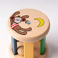 Wooden Baby Bell Rattle with Monkey Design Wooden Baby Bell Rattle with Monkey Design