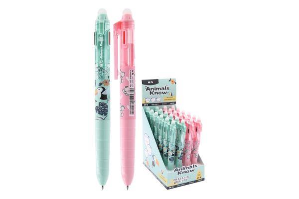 M&G Animals Know 0.5mm Erasable Gel Pen – 3-in-1 Multi-Color Pen for Smooth, Precise, and Erasable Writing