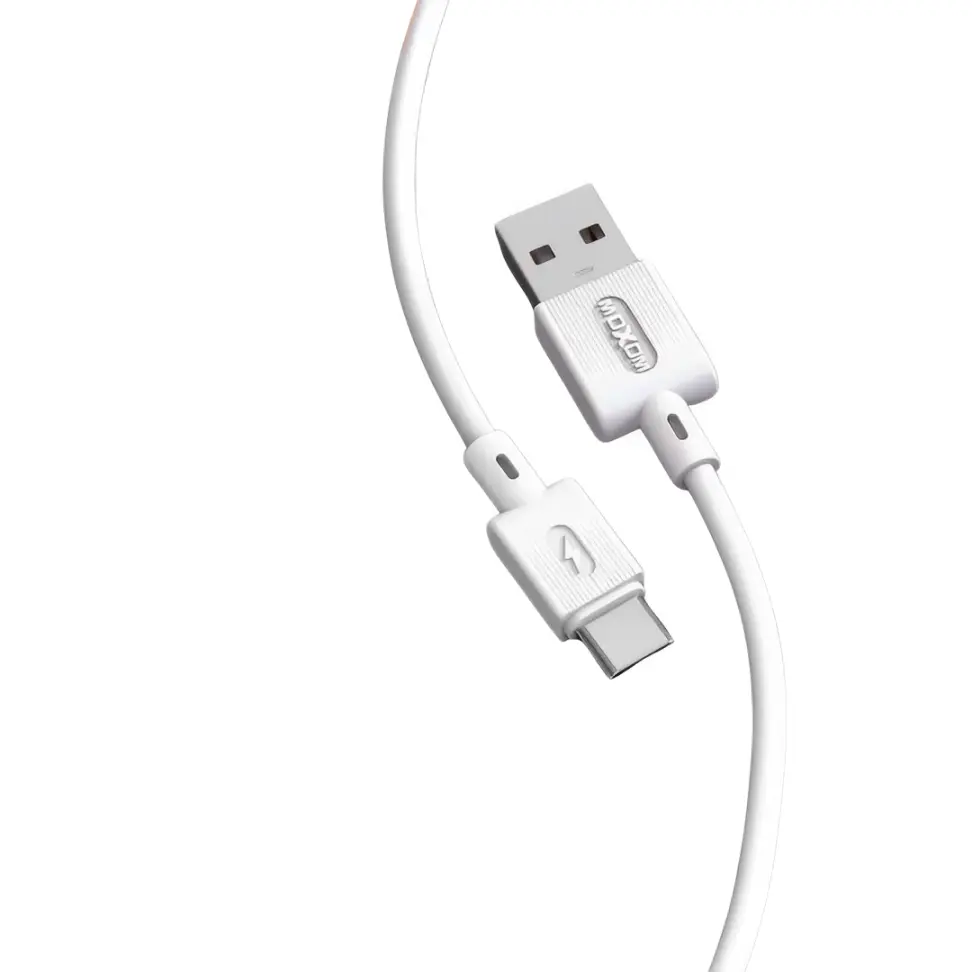 MOXOM MX-CB227 3A Fast Charging Data Cable 1 Meter High-Speed Sync & Charge Durable Ultra-Elastic PVC Material Reinforced for Full Power Travel Use USB-A to Device Connector