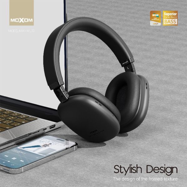 Moxom MX-WL70 Samurai Wireless Headphone – Stylish Over-Ear Bluetooth Headset with 10m Connection Range, 6-Hour Playtime, 20mW Output Power