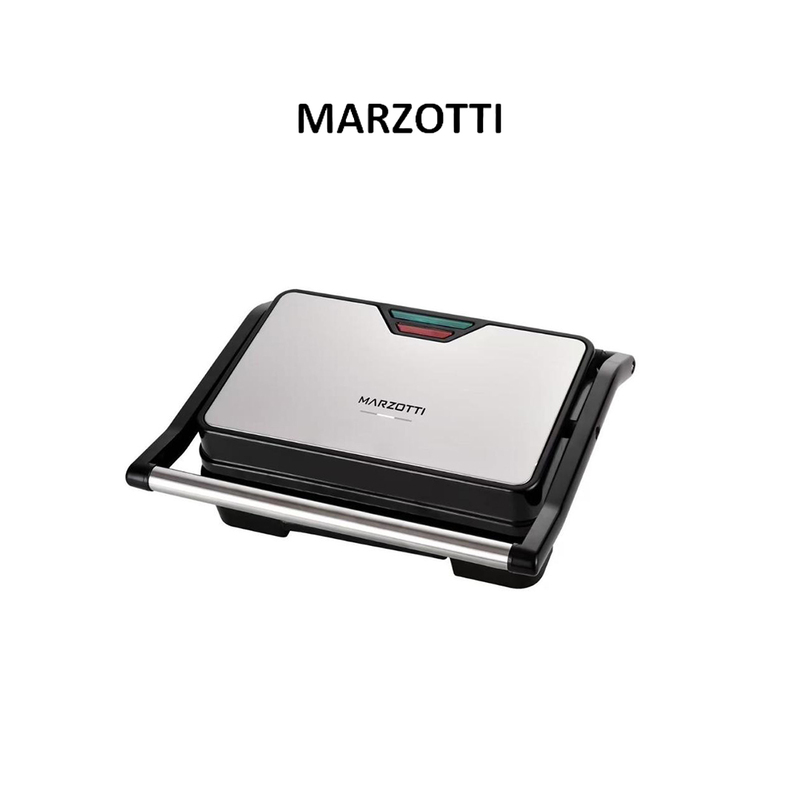 Marzotti MZSG3A Electric Double-Sided Grill 850W – 2-Slice Capacity, 304 Stainless Steel Body, Non-Stick Plates
