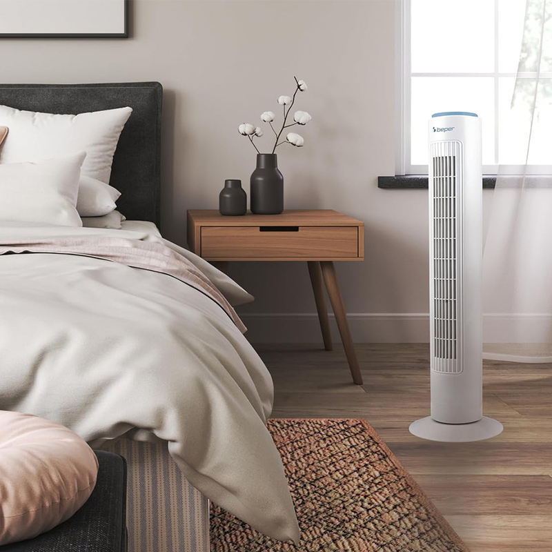 Beper Tower Fan 45W, Quiet Fan, Height 72cm, Automatic Oscillation [White], P206VEN301