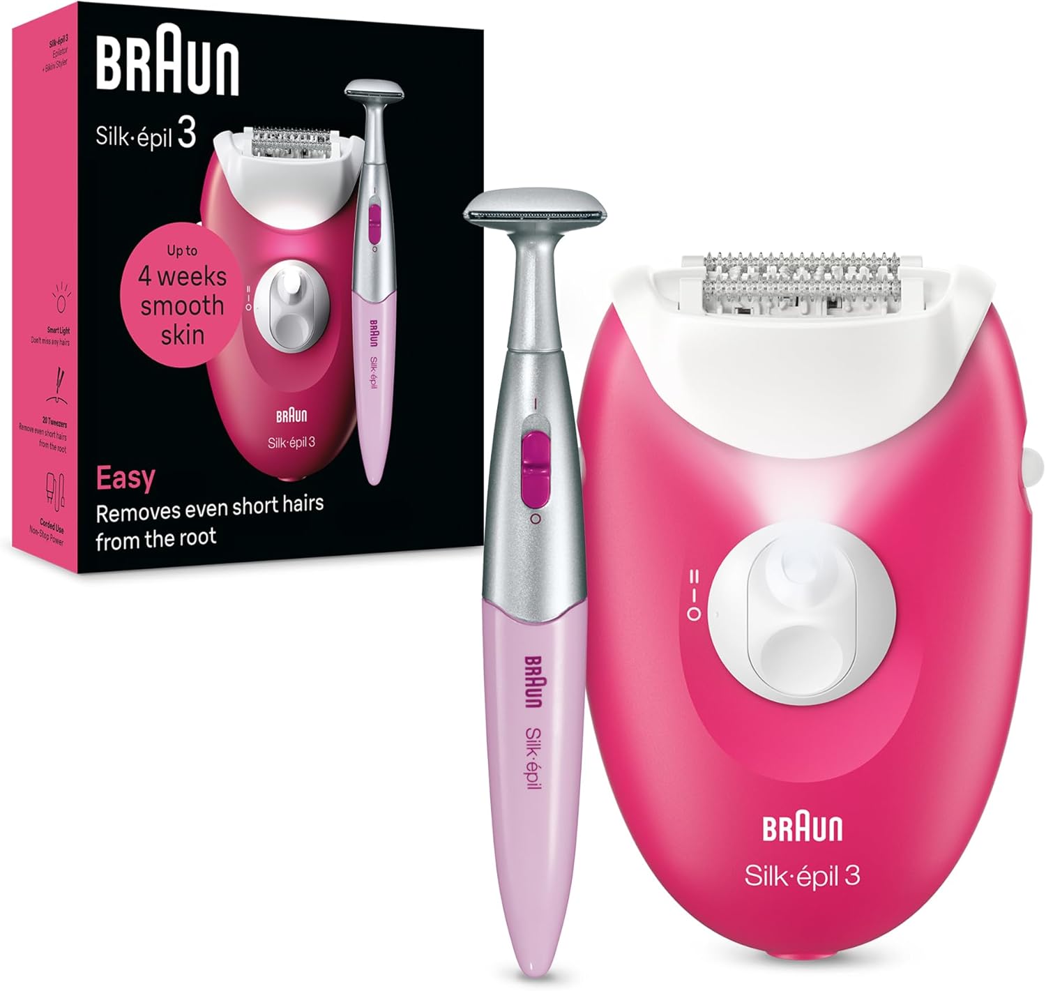 Braun Silk-épil 3 SE 3-202 Epilator – 20 MicroGrip Tweezers, Removes Even Short Hairs from the Root