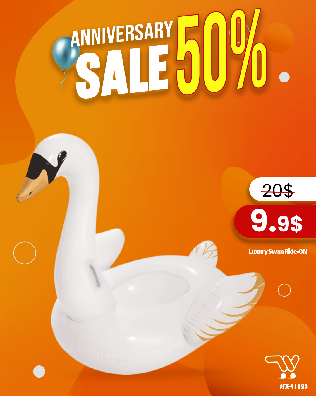 Luxury Swan Ride-On 41123 – Giant Inflatable White Swan Pool Float with Gold Accents, Dual Handles, and Heavy-Duty Vinyl