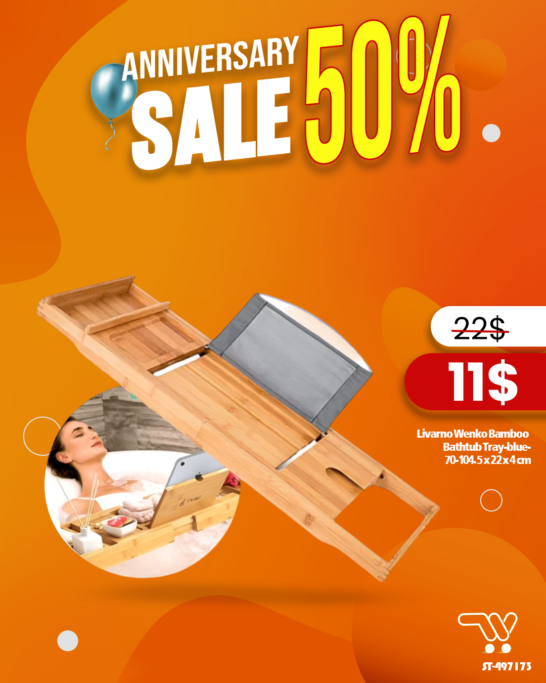 Livarno Wenko Bamboo Bathtub Tray (blue)