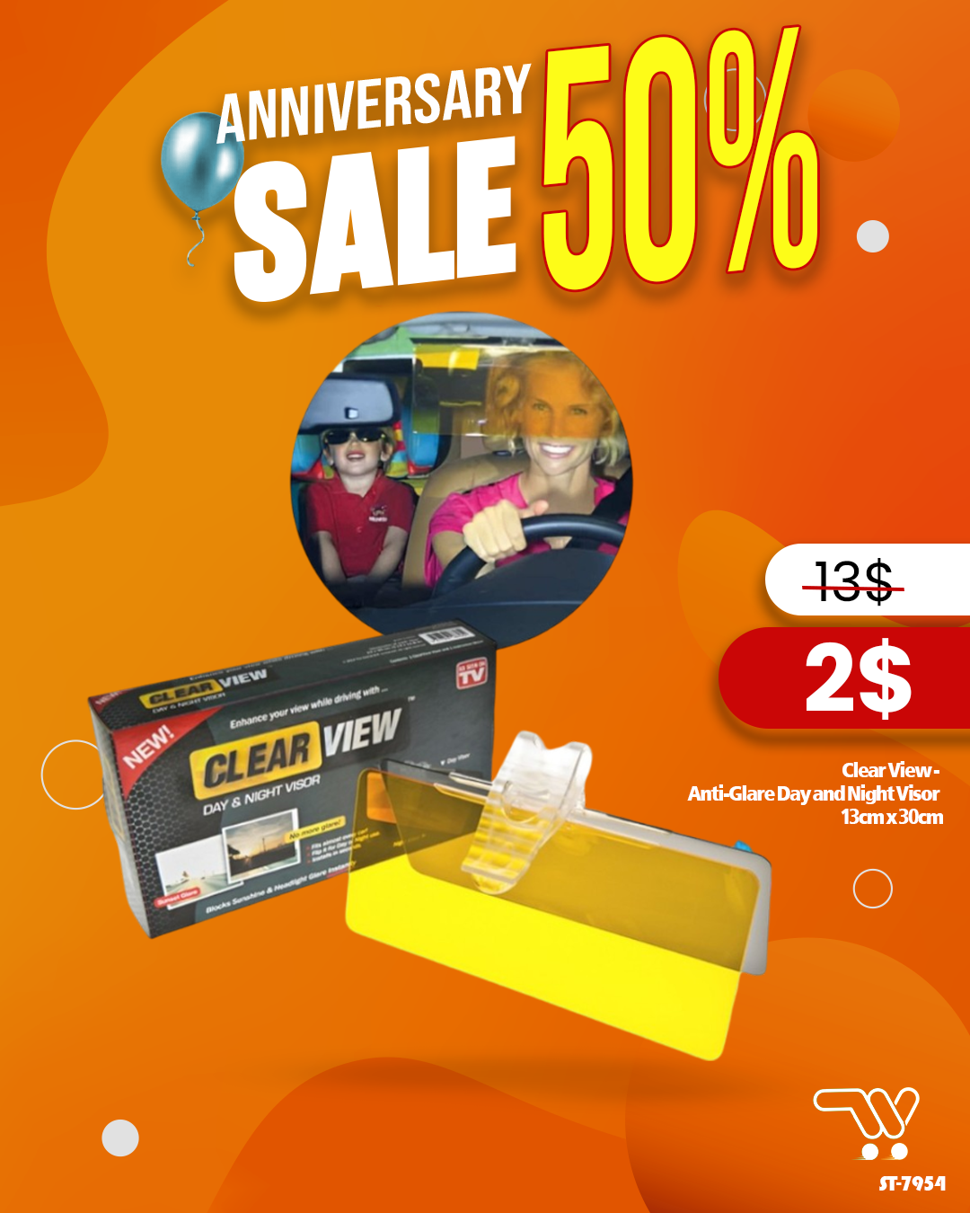 Clear View - Anti-Glare Day and Night Visor 13cm x 30cm