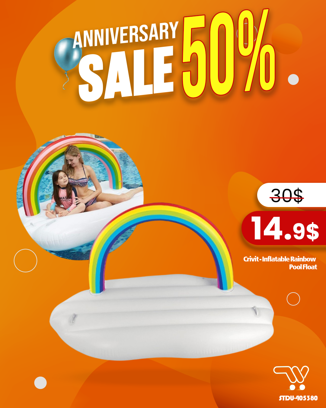 Crivit - Inflatable Rainbow Pool Float