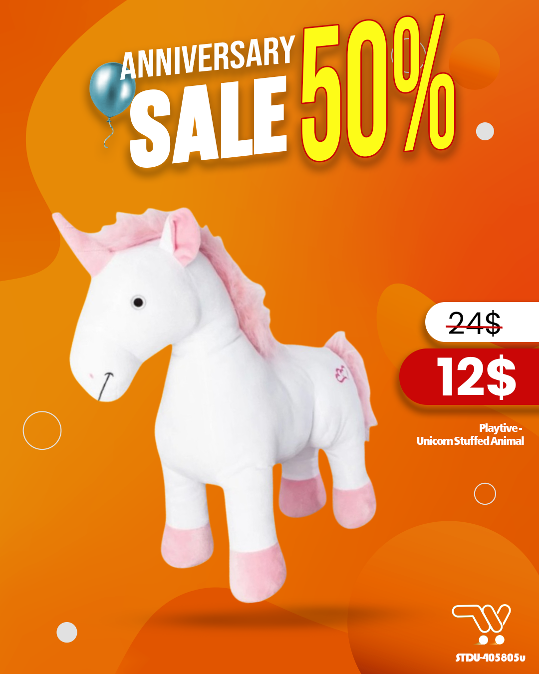 Playtive - Unicorn Stuffed Animal ,Perfect for Snuggling and Cuddling, Teddy , 38x50x15cm