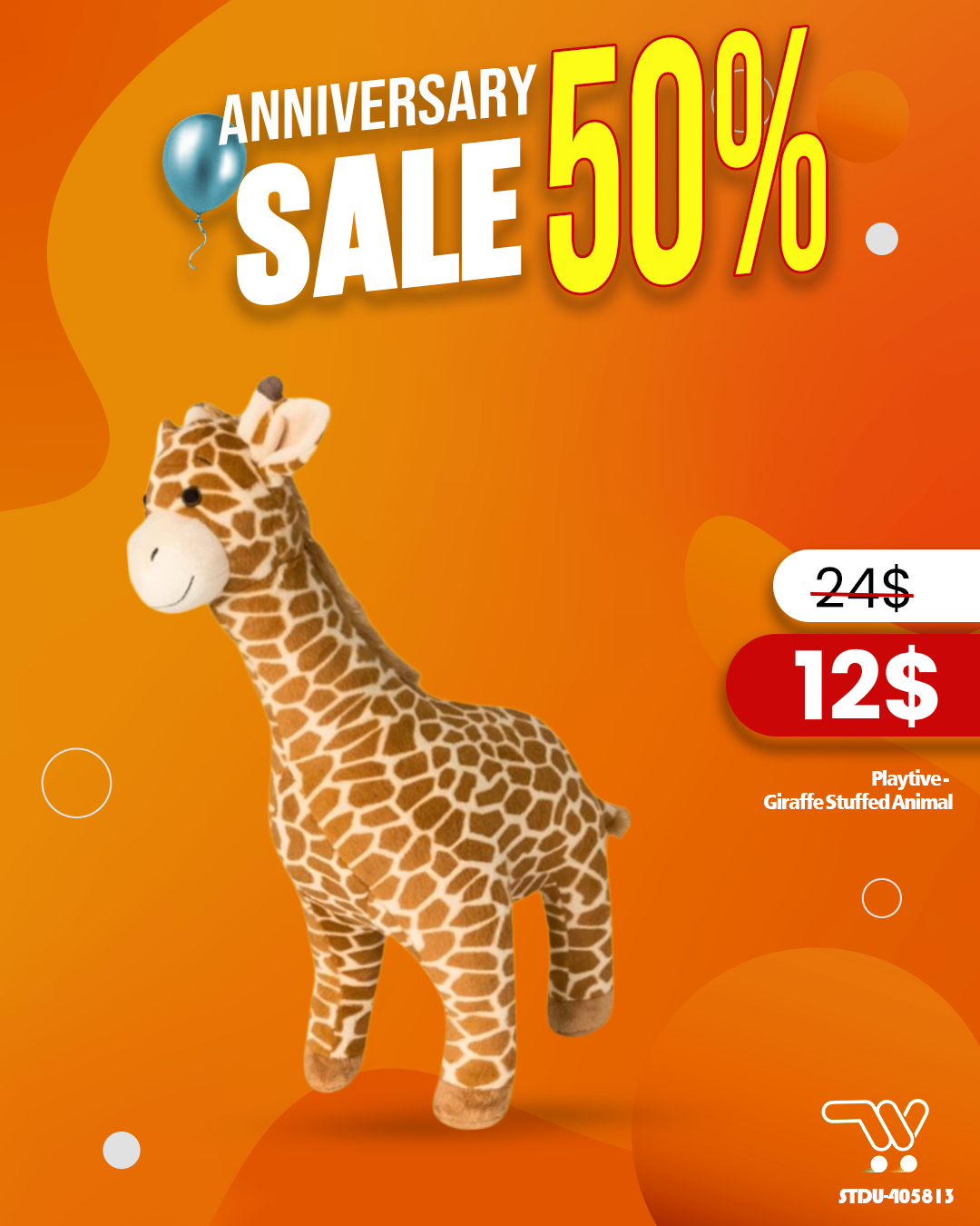 Playtive - Giraffe  Stuffed Animal ,Perfect for Snuggling and Cuddling , Teddy 38x50x15cm
