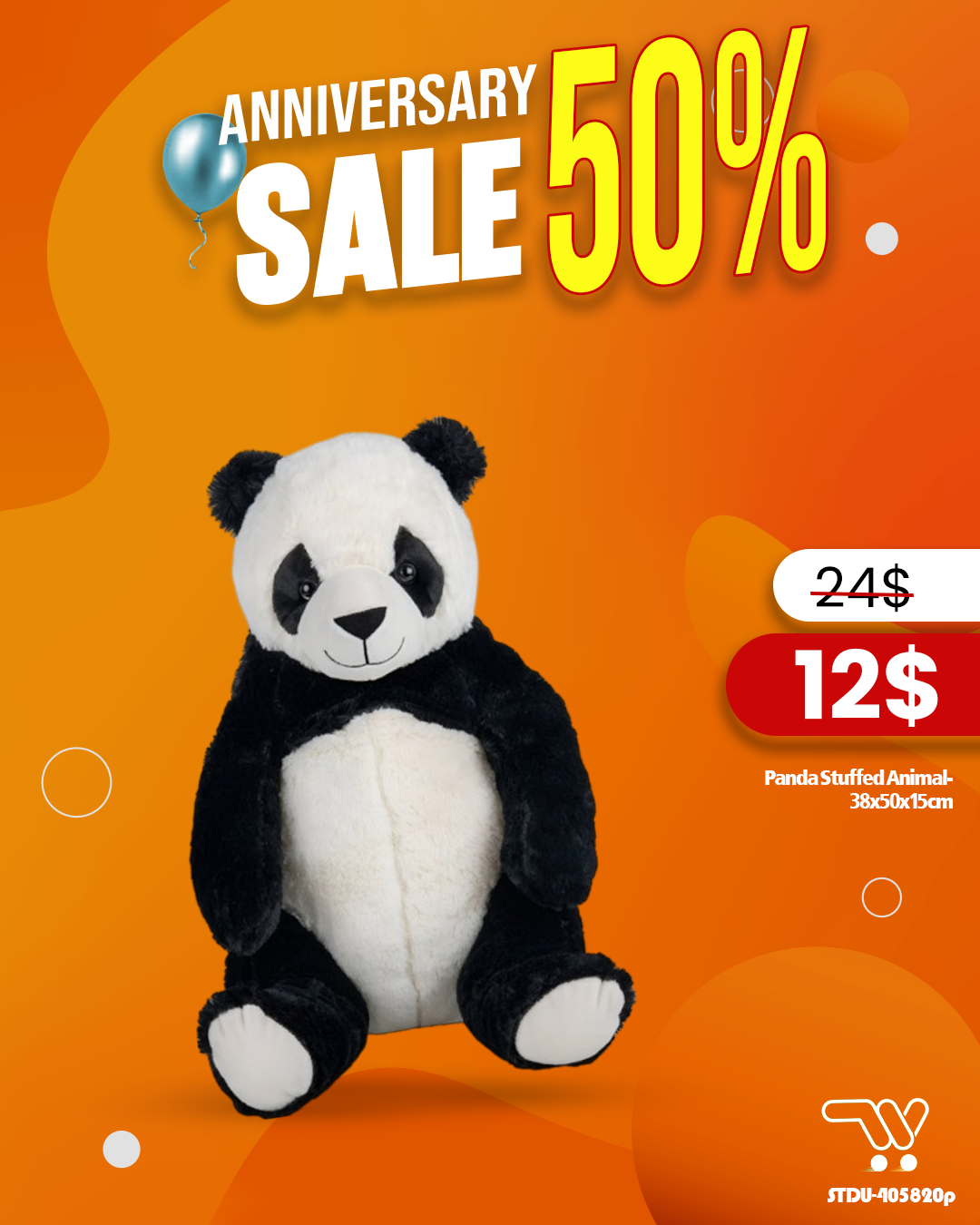 Playtive - Panda Stuffed Animal ,Perfect for Snuggling and Cuddling, Teddy , 38x50x15cm