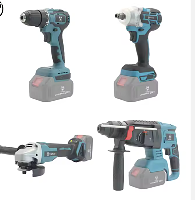 Cordless Tool Combo Set 4pcs in 1 Impact Wrench,1 Angle Grinder, 1Hammer Drill 1 Impact driver , Power Tool Set Combo Kit v274-1 , Set of 12 pieces
