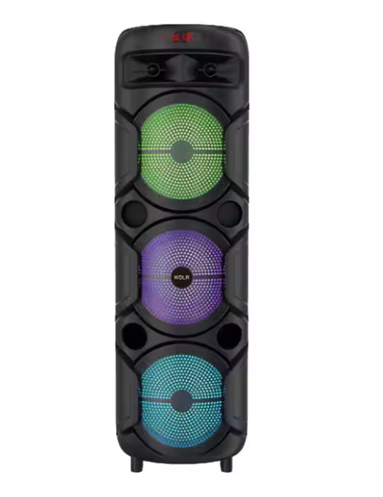 Altavoces DR-8839 Triple 8" Bluetooth Wireless Speaker System with RGB Music-Synced Lights, 2400mAh Battery, Multi-Mode Playback (BT/USB/SD/FM/AUX/TWS), Mic Input, Bass & Echo Control