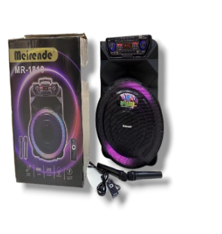 Merendi MR-1820 18" Bluetooth Karaoke Party Speaker System with Dual Microphones, Disco LED Lights, 500W Powerful Sound, Multi-Input Playback, Rechargeable Battery & Trolley Handle