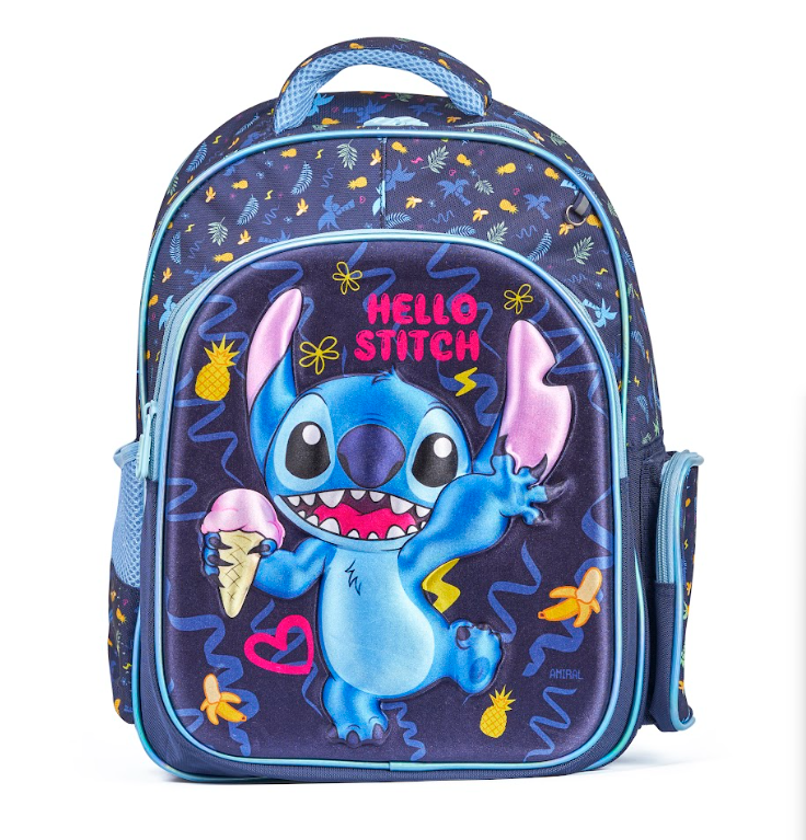 Disney Stitch 3-Piece 16" School Backpack Set with Insulated Lunch Bag and Pencil Case – Durable, Stylish & Spacious Blue Backpack for Kids – Bulk Pack of 12PCS