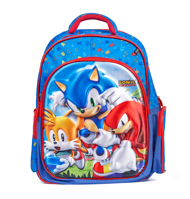 Sonic the Hedgehog 3-Piece School Backpack Set 18" with Matching Insulated Lunch Bag & Pencil Case – Large, Durable, and Vibrant Design for Kids