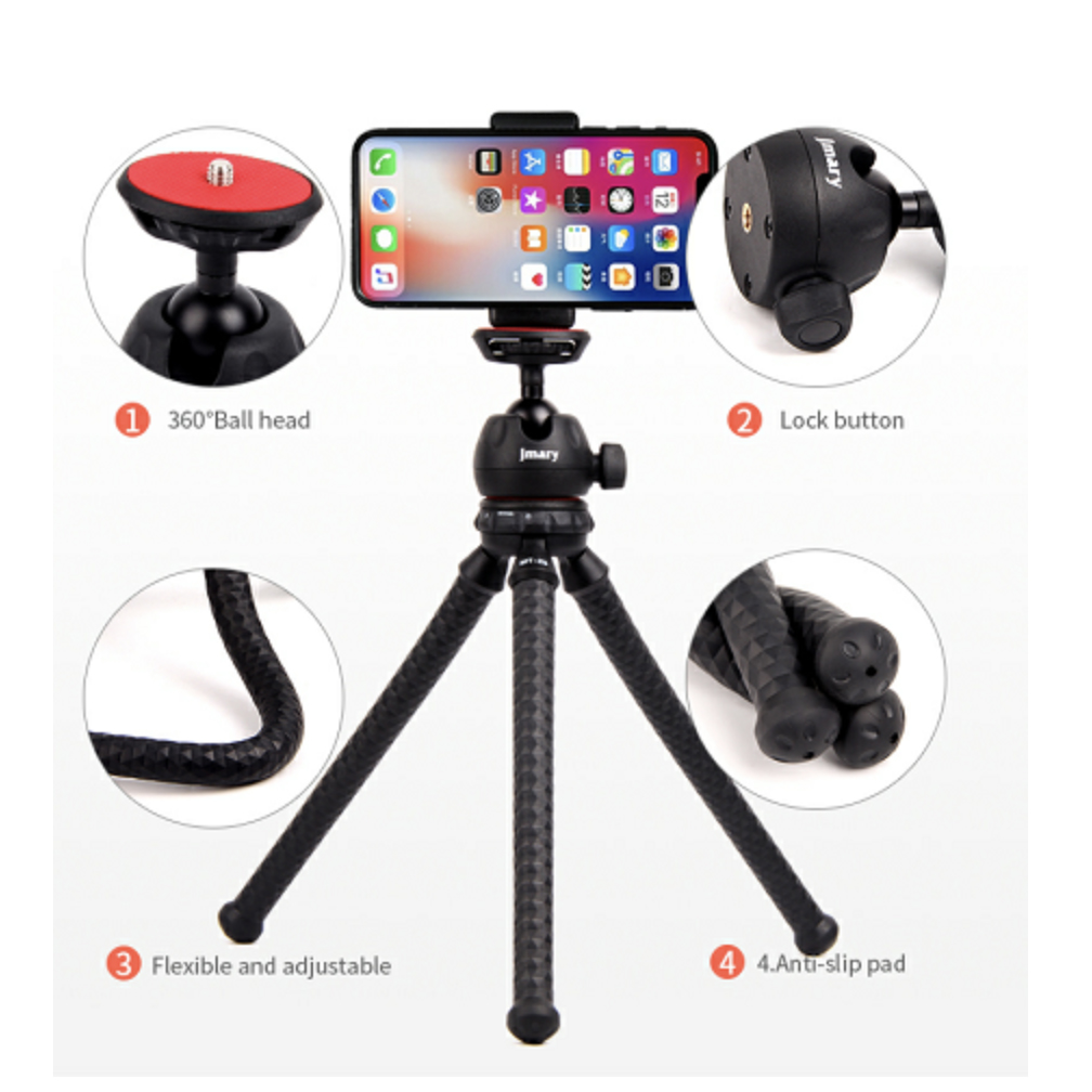 JMARY MT-25 Multifunctional Mini Tripod – Lightweight Aluminum Tripod with Adjustable Height up to 1.5m, Quick-Release Plate, and Universal Compatibility for Cameras & Smartphones
