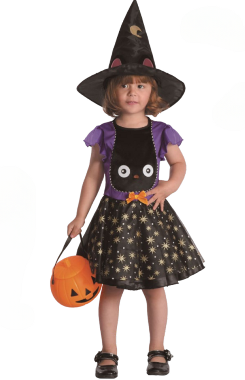 LUCIDA Cat Witch Black Costume for Infants (80-92CM) & Toddlers (92-104CM)