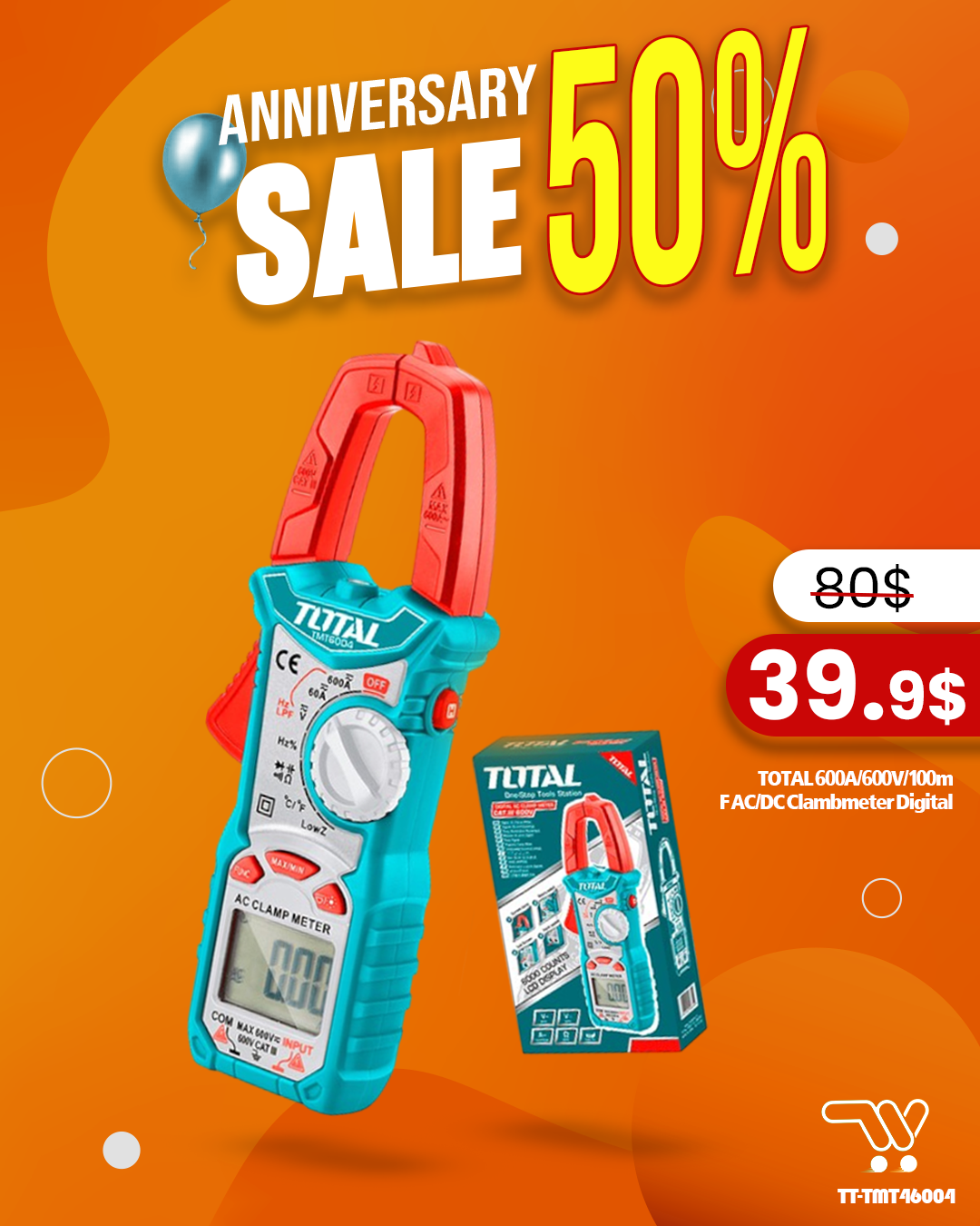 TOTAL 600A/600V/100mF AC/DC Clambmeter Digital