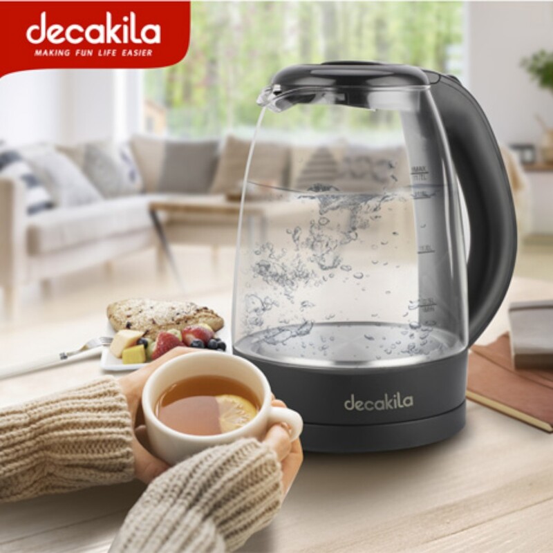 Decakila-water boiler 1850-2200W, 1.8L ,Glass With LED light boiling indicator (KEKT018B) Decakila-water boiler 1850-2200W, 1.8L ,Glass With LED light boiling indicator (KEKT018B)
