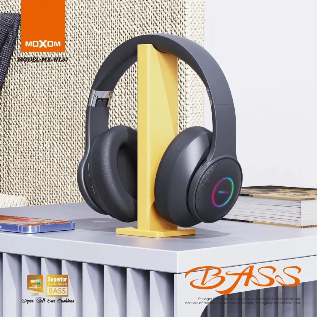 Moxom MX-WL57 Wireless Bluetooth Headphones – Over-Ear Hi-Fi Stereo Headset with Bluetooth 5.3, 400mAh Battery, 8 Hours Playtime, 10M Connection Range