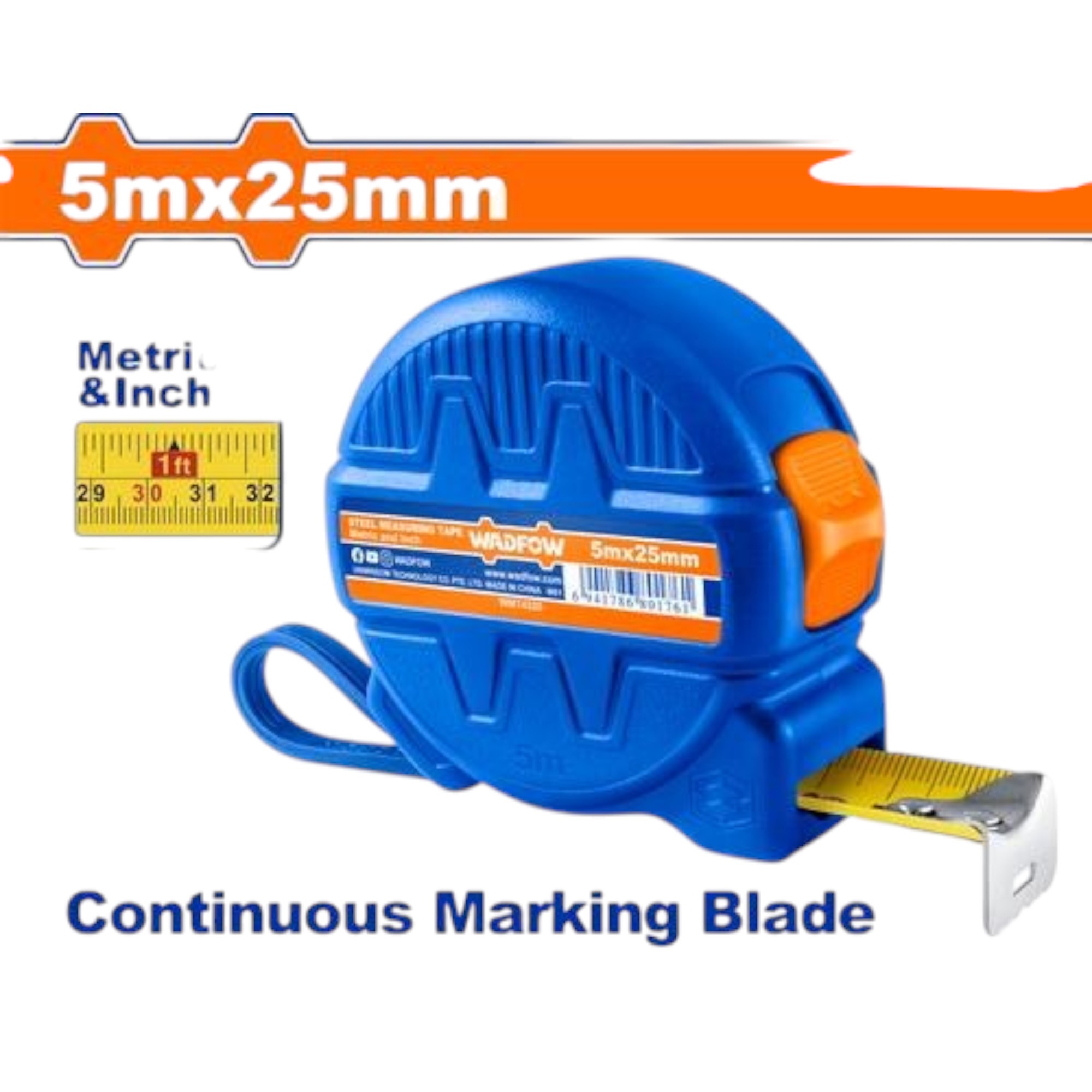 Professional Metric Measuring Tape – 5 Meters x 25mm with One-Button Lock Precision Steel Blade Ergonomic Design Durable Construction Easy Read Markings