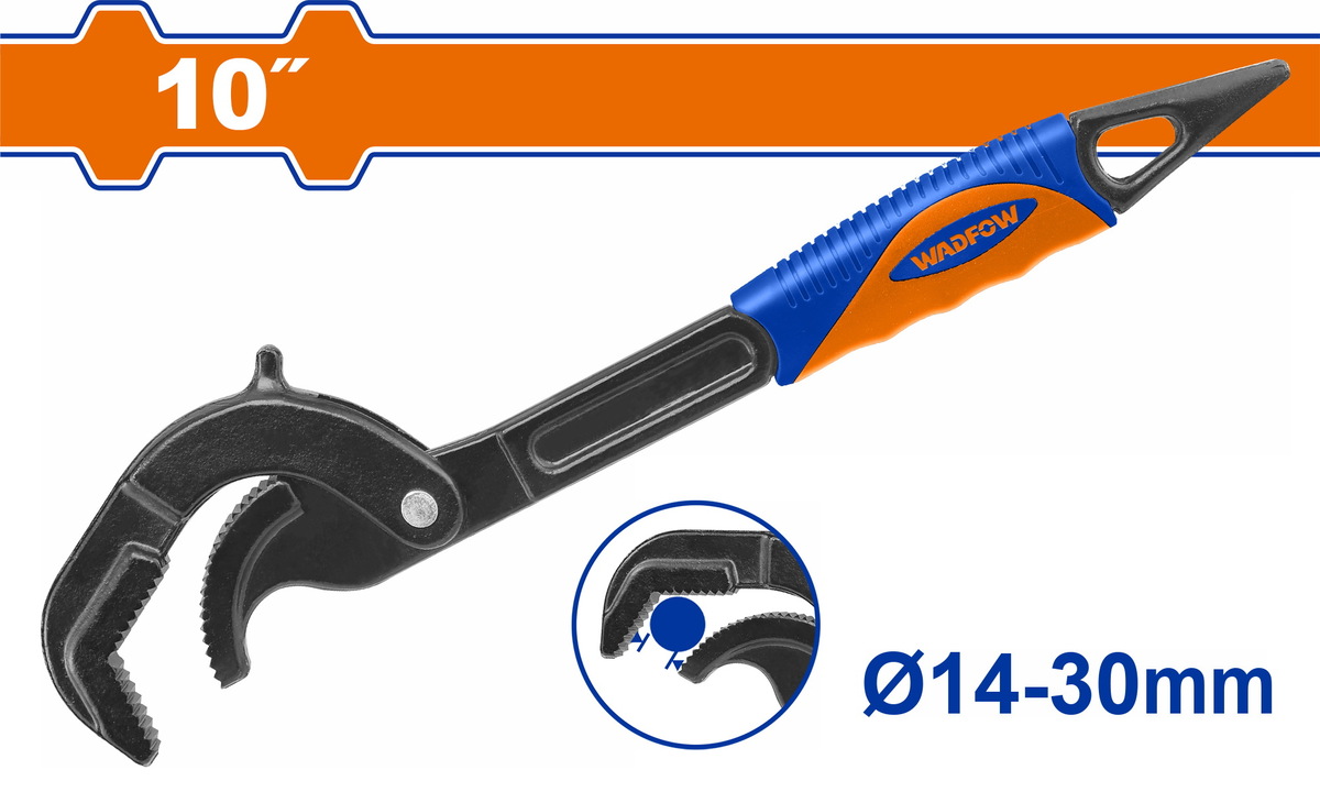 Heavy-Duty 10" (250mm) Drop-Forged Self-Adjusting Pipe Wrench – Clamping Diameter 14–30mm – Ergonomic Two-Color Comfort Grip Handle