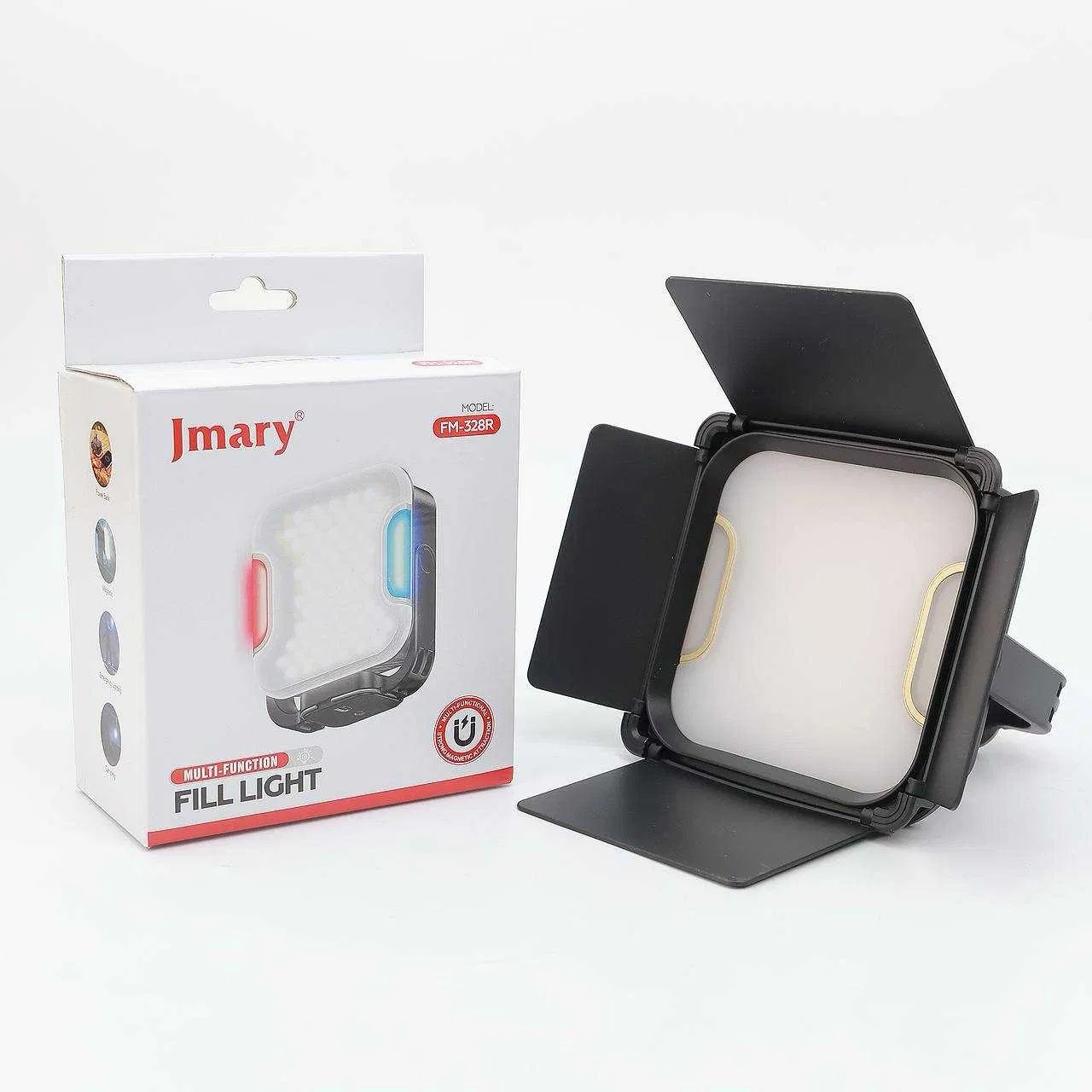 Jmary FM-328R Portable Video Fill Light – Compact LED Panel Light with Adjustable Color Temperature 2500K–9000K, 138 LEDs, 30W Power, Built-in 5400mAh Rechargeable Battery