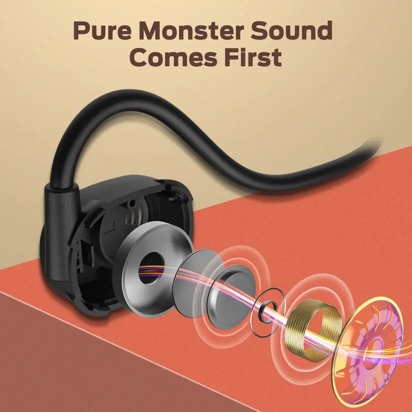 Monster Open-Ear Lite+ Air Conduction Bluetooth Headphones (Black) – Wireless Open-Ear Design | Bluetooth 5.3 Stable Connection | 13mm Speaker Drivers | 100mAh Battery Monster Open-Ear Lite+ Air Conduction Bluetooth Headphones (Black) – Wireless Open-Ear Design | Bluetooth 5.3 Stable Connection | 13mm Speaker Drivers | 100mAh Battery