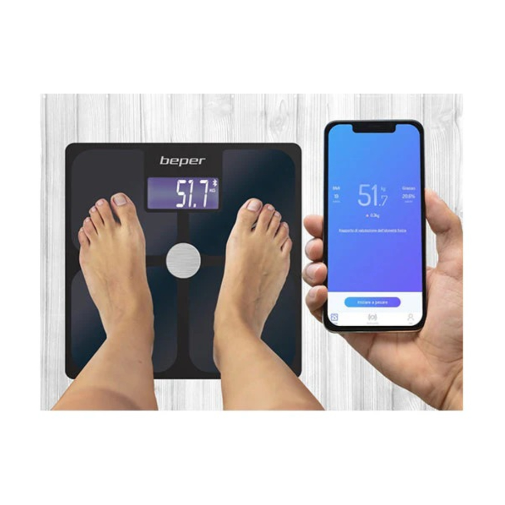 Beper Bioelectrical Impedance Body Scale P303BIP050 – Digital Smart Scale with Body Composition Measurement, Accurate Weight, Body Fat, Muscle Mass, and BMI Tracking