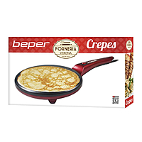 Beper BT.710Y Crepe Maker, 800W Electric Pancake Griddle with Non-Stick Coating, Even Heat Distribution for Perfect Crepes, Compact and Easy-to-Use Design Beper BT.710Y Crepe Maker, 800W Electric Pancake Griddle with Non-Stick Coating, Even Heat Distribution for Perfect Crepes, Compact and Easy-to-Use Design